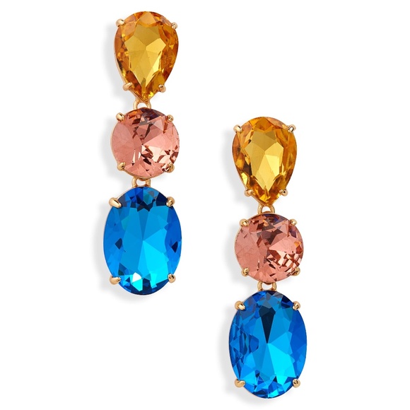 J. Crew Jewelry - New JCREW Pear Shaped Triple Stone Drop Earrings